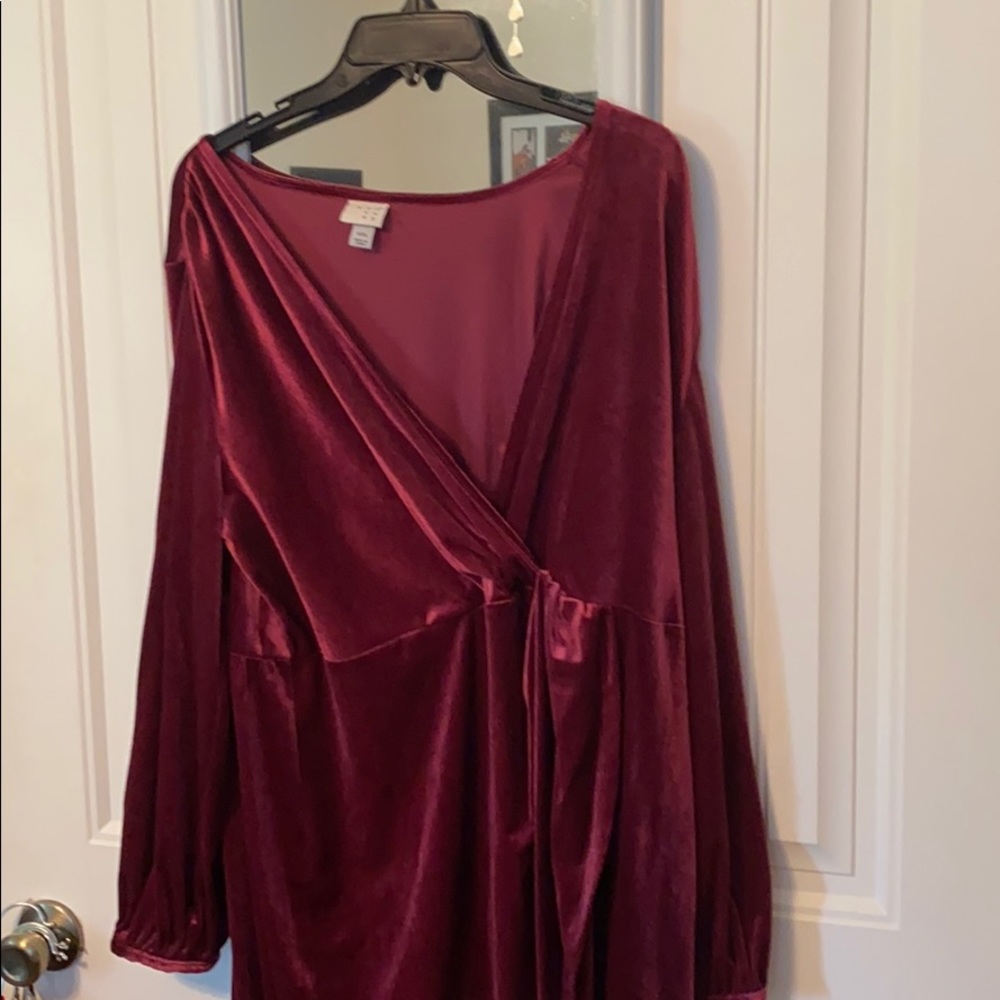 Burgundy velour dress